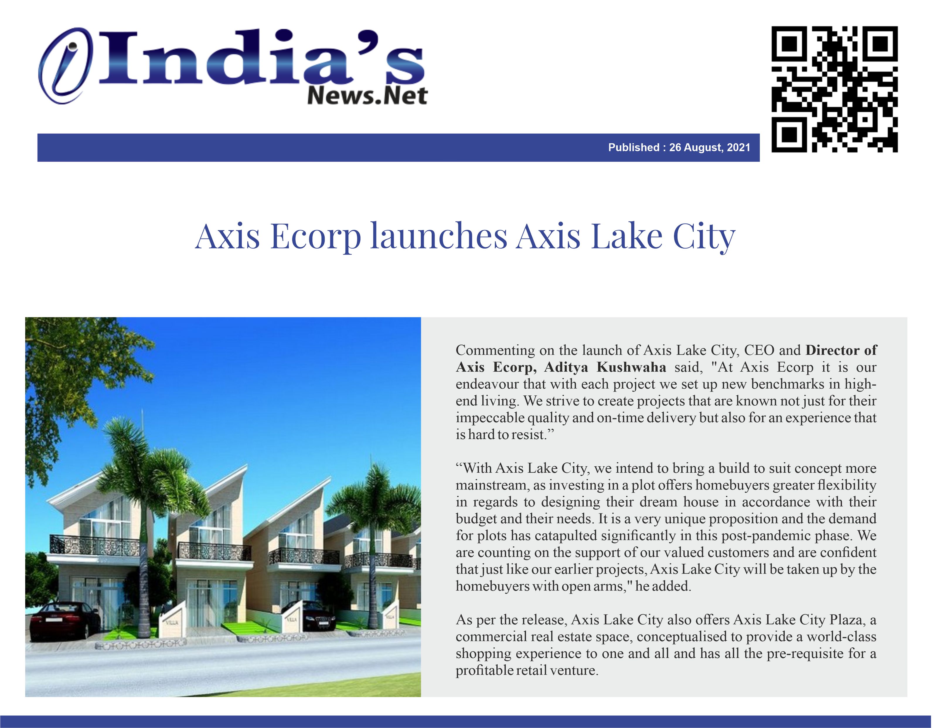 Axis Ecorp launches Axis Lake City