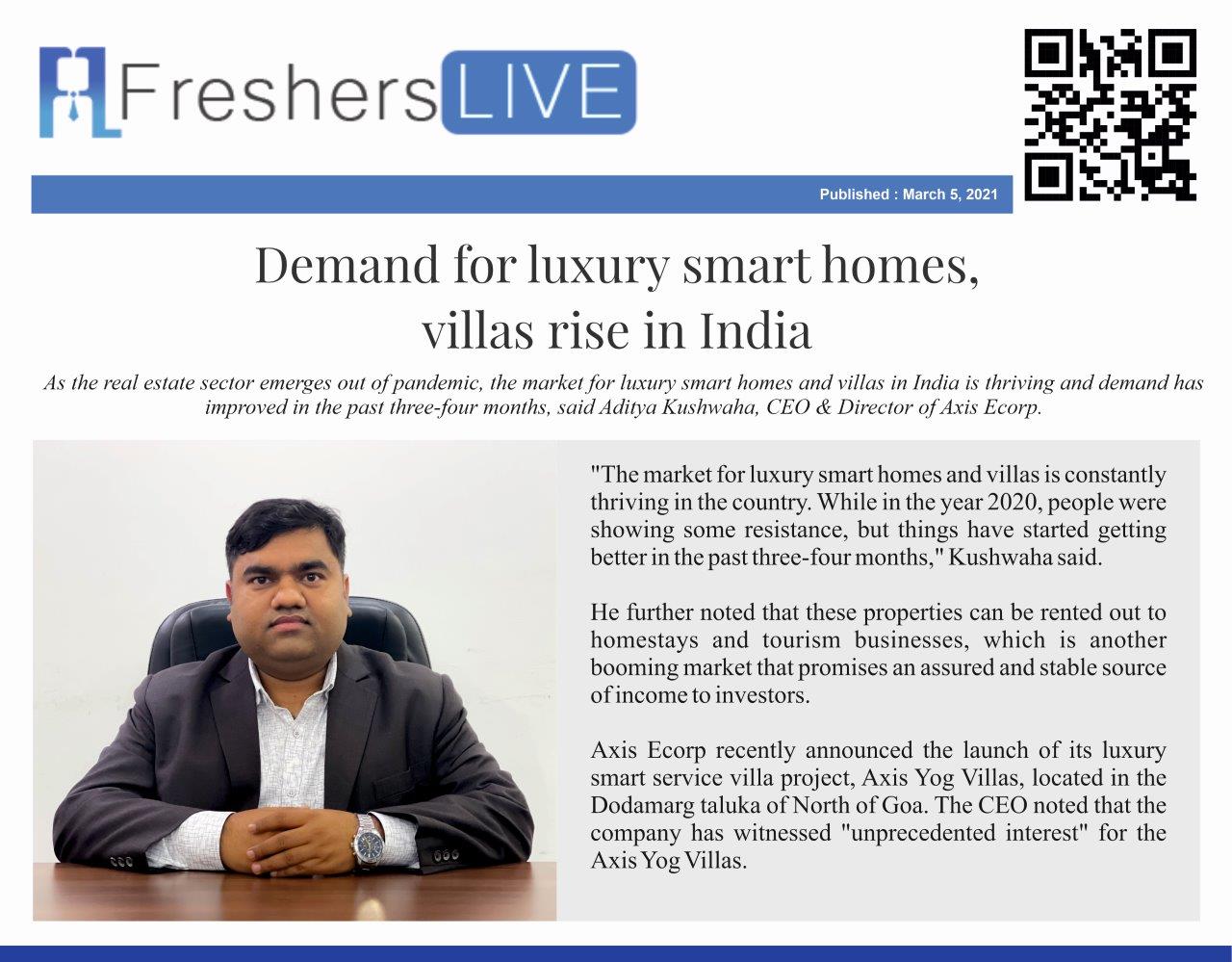 Demand for luxury smart homes, villas rise in India