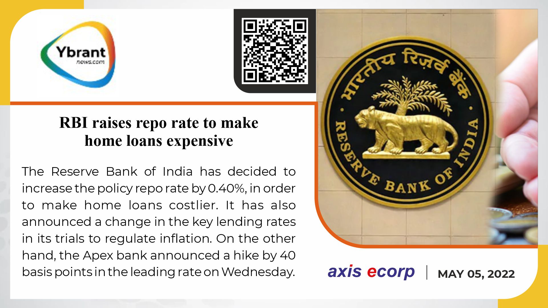 RBI raises repo rate to make home loans expensive