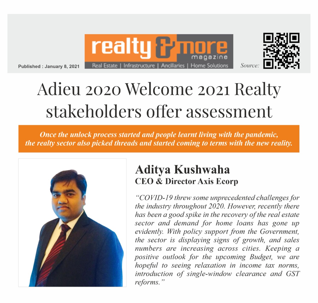 Adieu 2020 Welcome 2021 Realty stakeholders